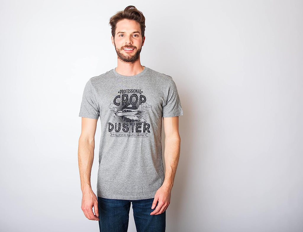 Mens Professional Crop Duster T Shirt Funny Sarcastic Humor Farting Tee for Guys