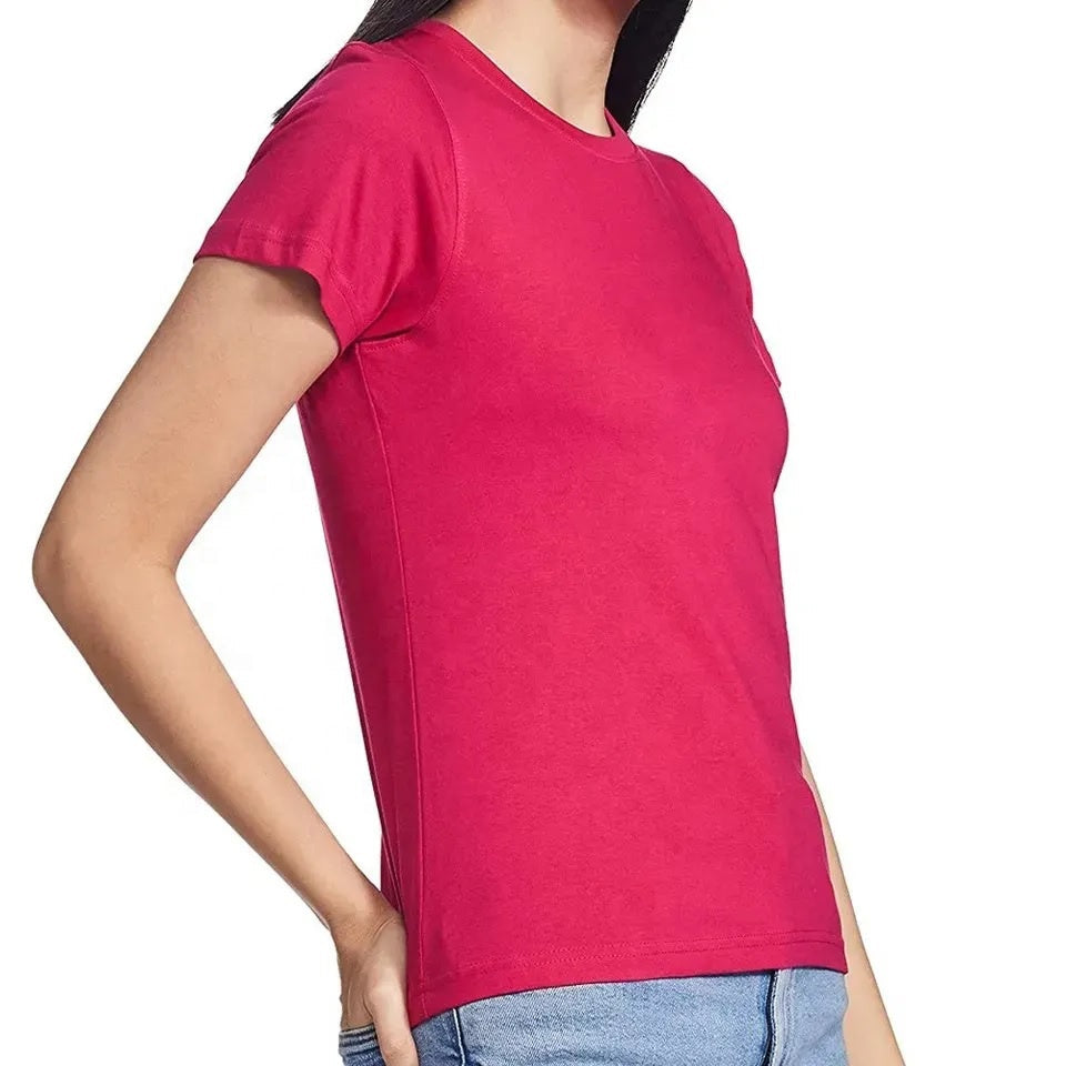 Custom Women's Tee shirts Fit Crew Neck 100%Cotton Tee shirt Women Blank Nude Pearly Pink Women's Shirt.