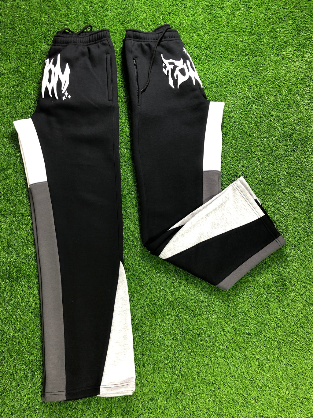 Custom gallery mens track stacked flair trouser 100% cotton flared sweatpants painted flare sweat pants men