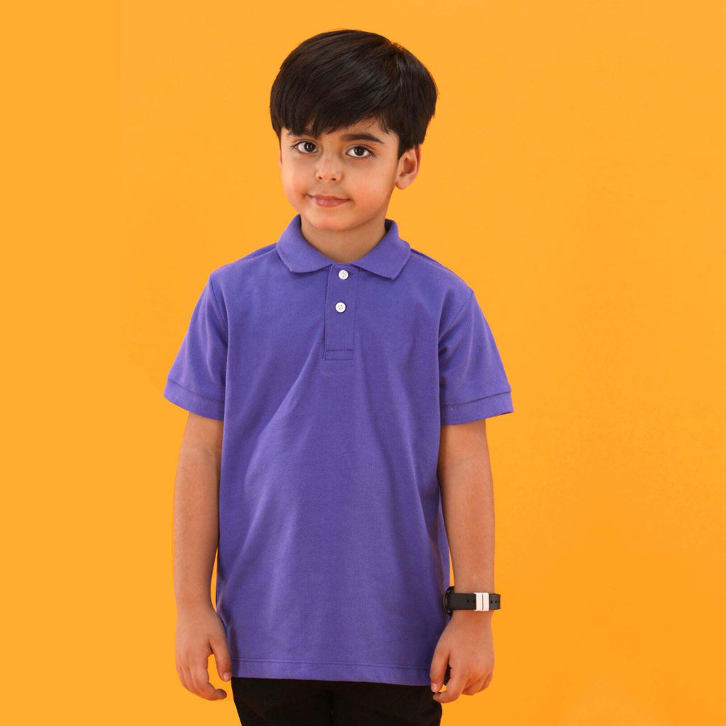 Summer Season 100% Combed Cotton Pique 220 gsm Custom Embroidered Logo Short Sleeves Dark Purple Kids Polo Shirt