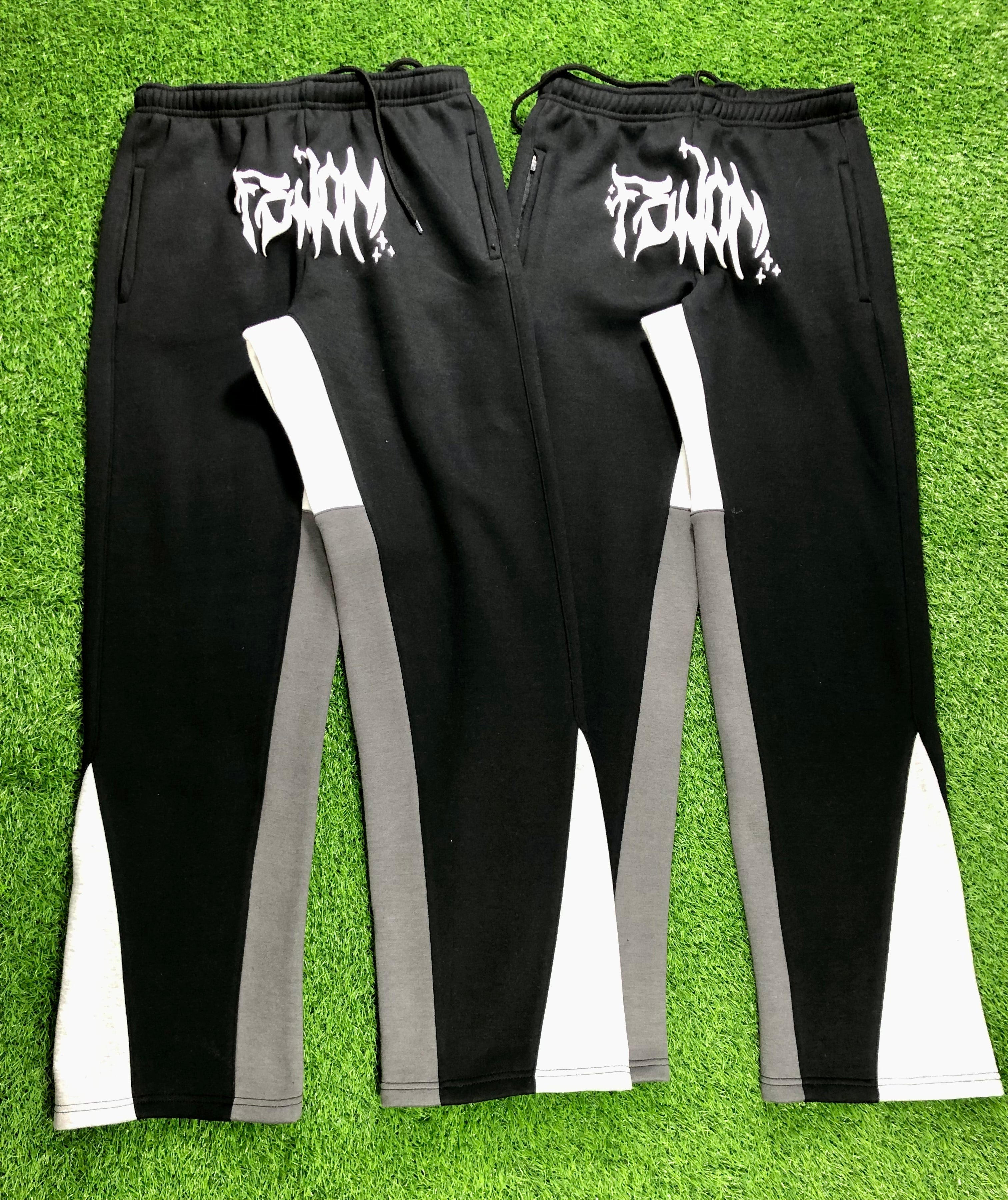 Custom gallery mens track stacked flair trouser 100% cotton flared sweatpants painted flare sweat pants men