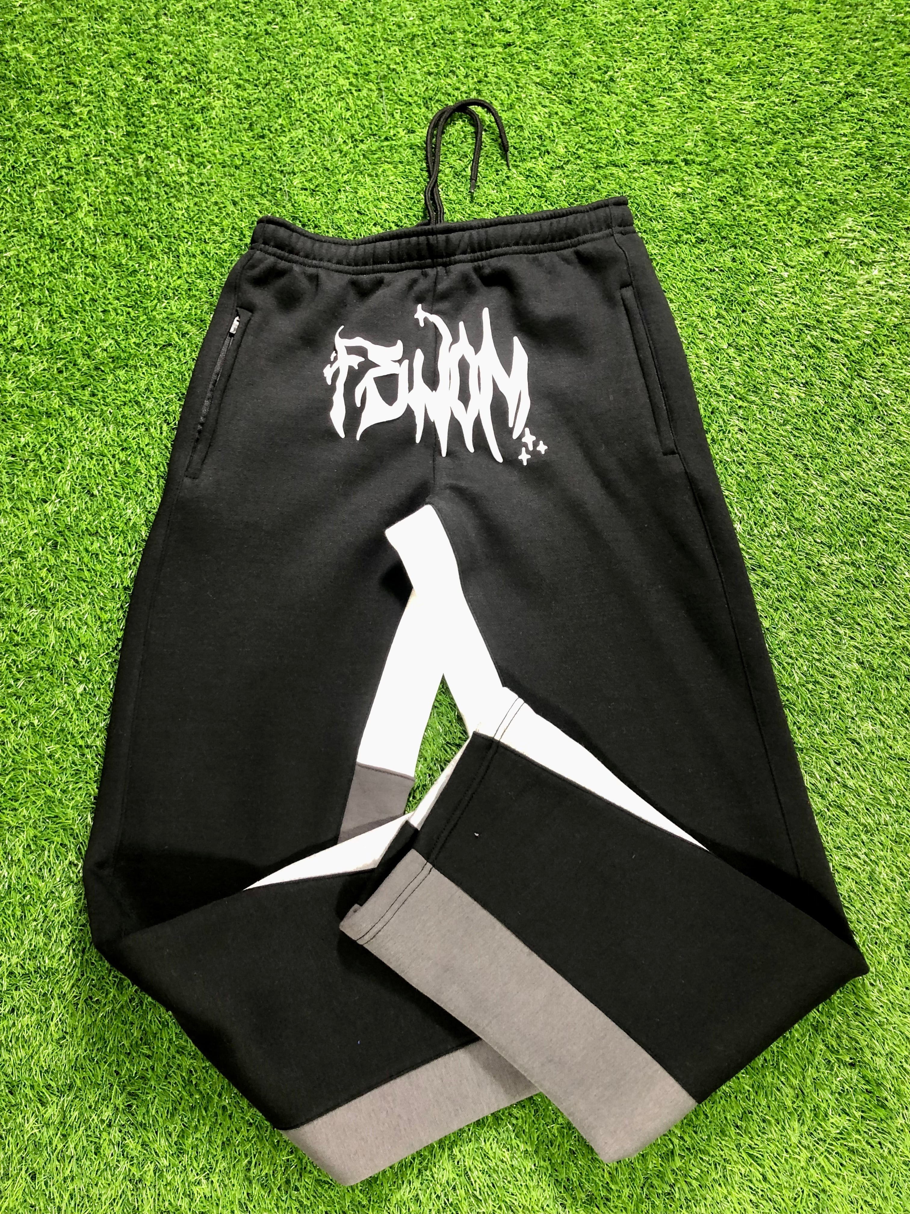 Custom gallery mens track stacked flair trouser 100% cotton flared sweatpants painted flare sweat pants men