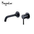 Bathroom Faucet Mixer Sink Tap Wash Basin Matte Black Hot And Cold  Water Wall Mount Spout Bath With Modern Lever Handle 1085