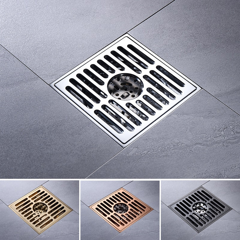 Brass Square Shower Grate Waste Tile Insert Washing Machine Floor Drain Waste Grates Bathroom Drains Drain Strainer 10*10CM