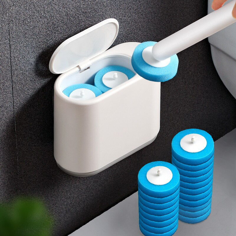 Disposable Toilet Brush With Cleaning Liquid Wall-Mounted Cleaning Tool For Bathroom Replacement Brush Head Wc Accessories