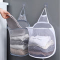 Folding Laundry Basket Dirty Clothes Storage Basket Bag Bathroom Laundry Clothes Towel Mesh Bag Home Wall Hanging Basket Bucket