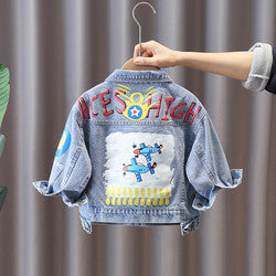 Hot-Sale Kids Cartoon Outerwear Coats Baby Boys Autumn Clothes Denim Kids Denim Jacket For Kids Spot In Bulk