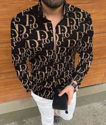 slim men tee dress shirts casual clothes men long sleeve printing shirts mens shirts