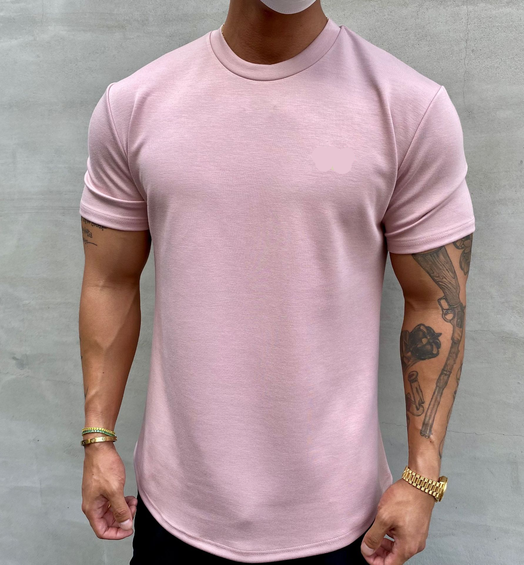 Elastic custom logo Short Sleeve mens t shirt  Training  Fitted Workout  Fitness Mens Slim Fit Sport  oversize  Gym Shirt