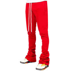 Streetwear Flare Stacked Pant Men Solid Color Pants Sweatpants Stacked Pants