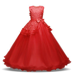 Summer Girl flower princess dresses lace birthday party costume wedding kids long skirts stage dance wear