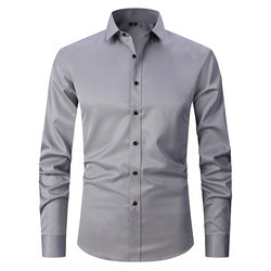Men solid Shirts  S-8XL  New Mens Dress Shirts Long Sleeve Slim Casual Black White Social Male Clothes