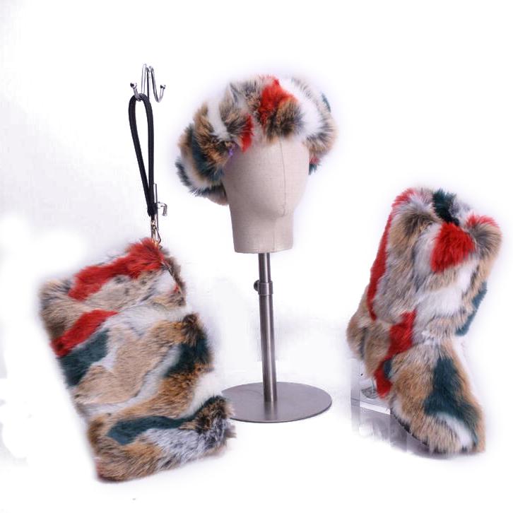 wholesale fashion fox faux headband kids furry purses sets ladies snow woman women fall winter fur shoes womens boots