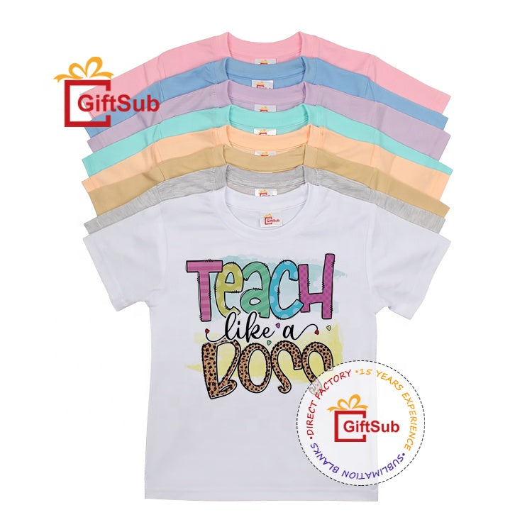 RTS Unisex Polyester Tshirts Sublimation Kids Toddler White Tee Colorful Polyester Cotton Feel Blank T-Shirts For Sublimation