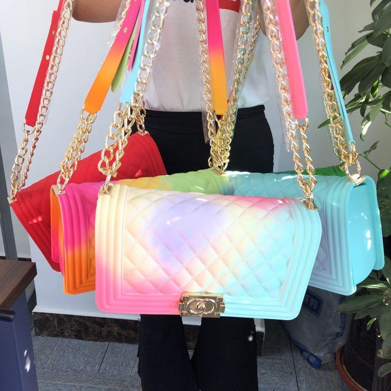 women jelly purse hand bags designer wholesale rainbow bag 2021 women ladies shoulder handbags candy jelly bags