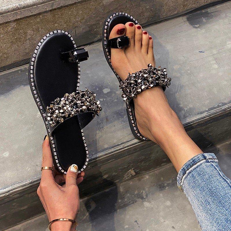 indian for women rivets luxury flip flops shoe for woman high quality 2021 chine hole salesse rhinestone italian women sandals