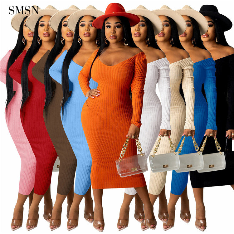women elegant vintage long sleeve design women clothes v neck casual sweater dress bodycon elegant casual dresses
