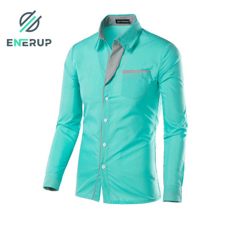 enerup wholesale new design camisa masculina long sleeve mens korean slim formal casual male dress shirt