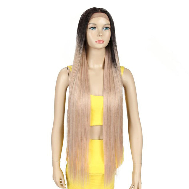 natural hair wigs for black women straight synthetic lace front hair 38 inch ombre lace front wig cosplay blonde lace front wig