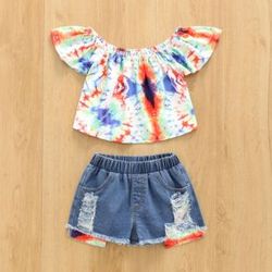 2PCS Set Toddler Kids Baby Girls Outfits Clothes T-Shirt Vest Tops+Shorts Pants