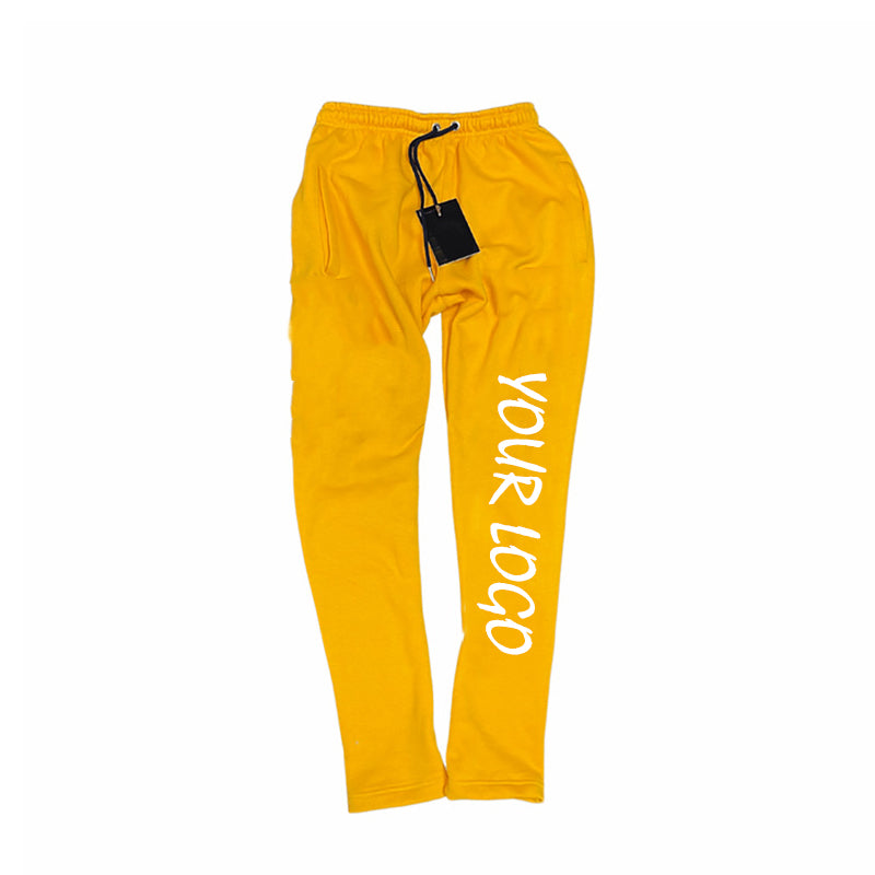 Custom Logo Men's Stacked Sweat Trousers High Street Hip Hop 3D Puff Print Jogger Track Pants Flare Sweat Pants Men