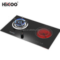 2 burner double built-in kitchen gas cooking stove & electric infrared induction cooker with timer digital tactil panel home use