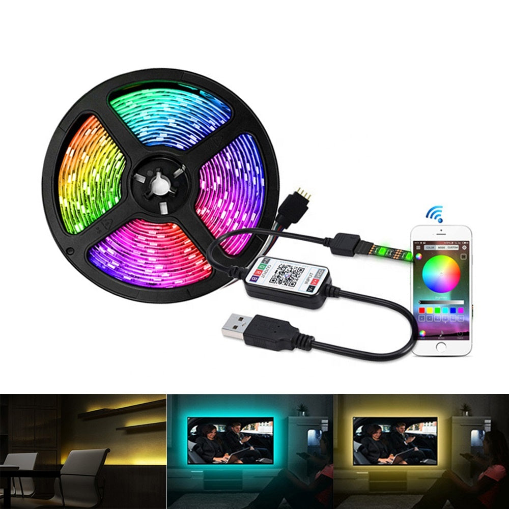 christmas decoration background 1m 3m 4m 5m app control 5050 rgb back lights 2m backlight 5v usb tv led strip