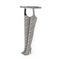 fashionable luxury sexy shoes snakeskin designer womens heel long heels leather dancer stripper high knee boots women shoes