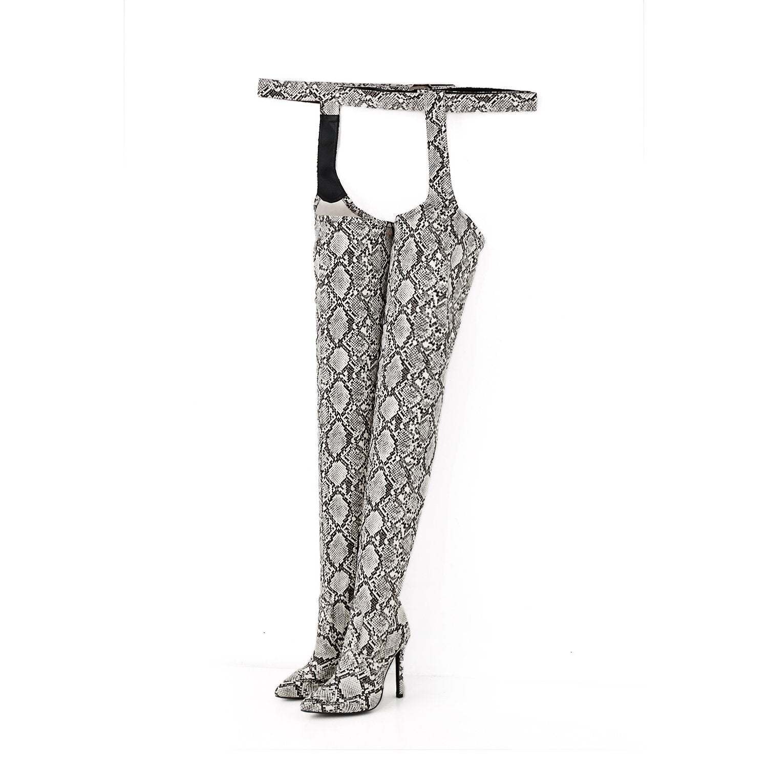 fashionable luxury sexy shoes snakeskin designer womens heel long heels leather dancer stripper high knee boots women shoes