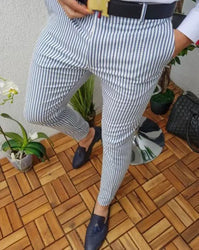 Custom Fashion Slim Fit Men Plaid Dress Pants  Casual Office Skinny Khaki Men Trousers