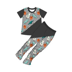 Custom Toddler Boy Halloween Clothes Kids Boy Stacked Jogger Pants Patchwork T-shirt Shorts Clothing Set