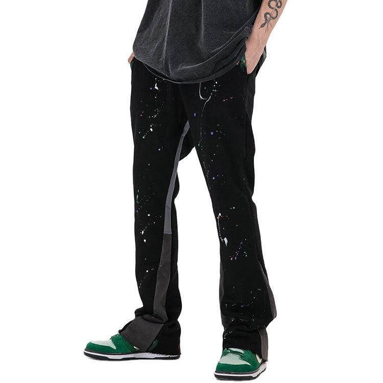 Custom Men's Elastic Waistband Mens Stacked Flare Sweatpants Men Fitness Trousers High Quality Casual Flared Jogger Track Pants