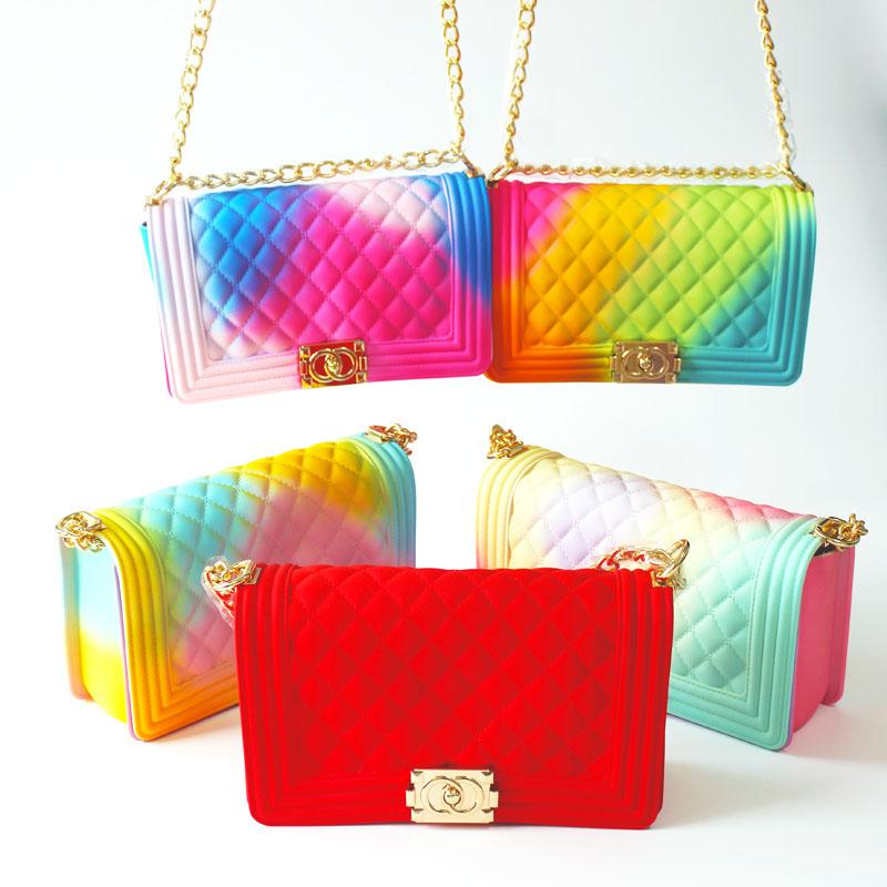 women jelly purse hand bags designer wholesale rainbow bag 2021 women ladies shoulder handbags candy jelly bags