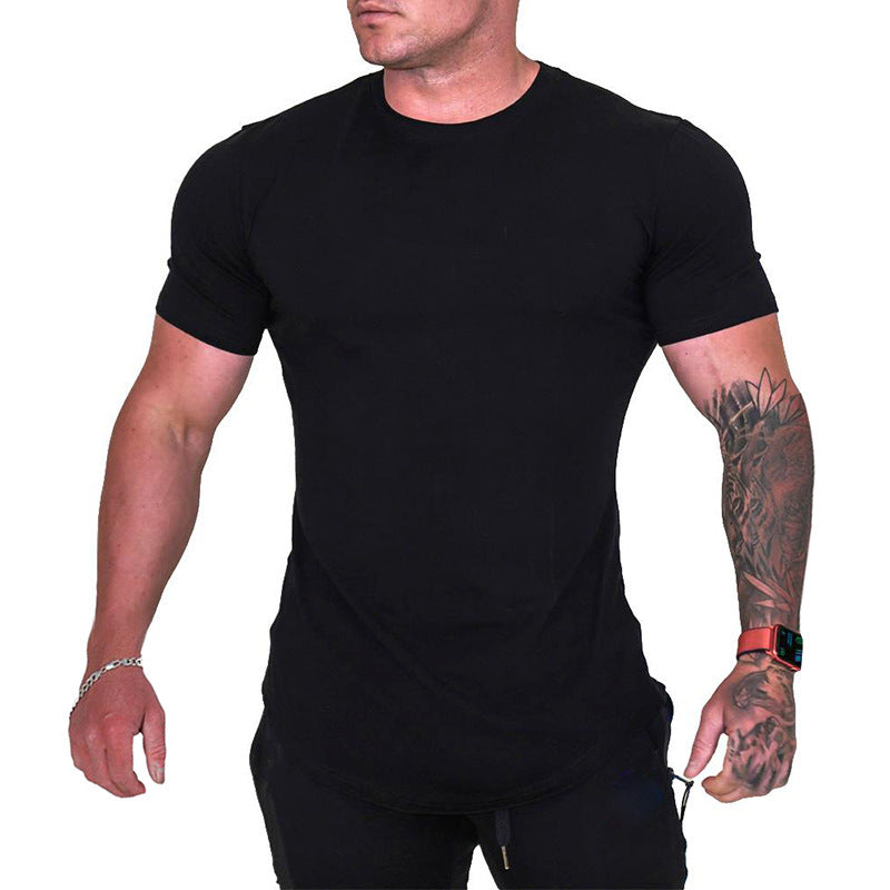 Elastic custom logo Short Sleeve mens t shirt  Training  Fitted Workout  Fitness Mens Slim Fit Sport  oversize  Gym Shirt
