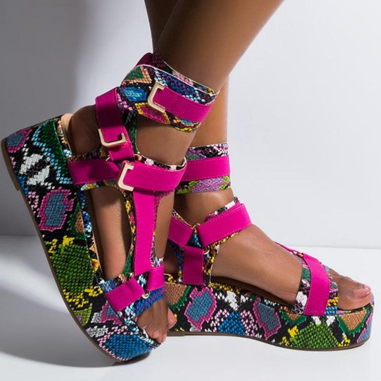 ins hot sale thick sole wedge design high heel sandals wholesale ladies shoes women heels