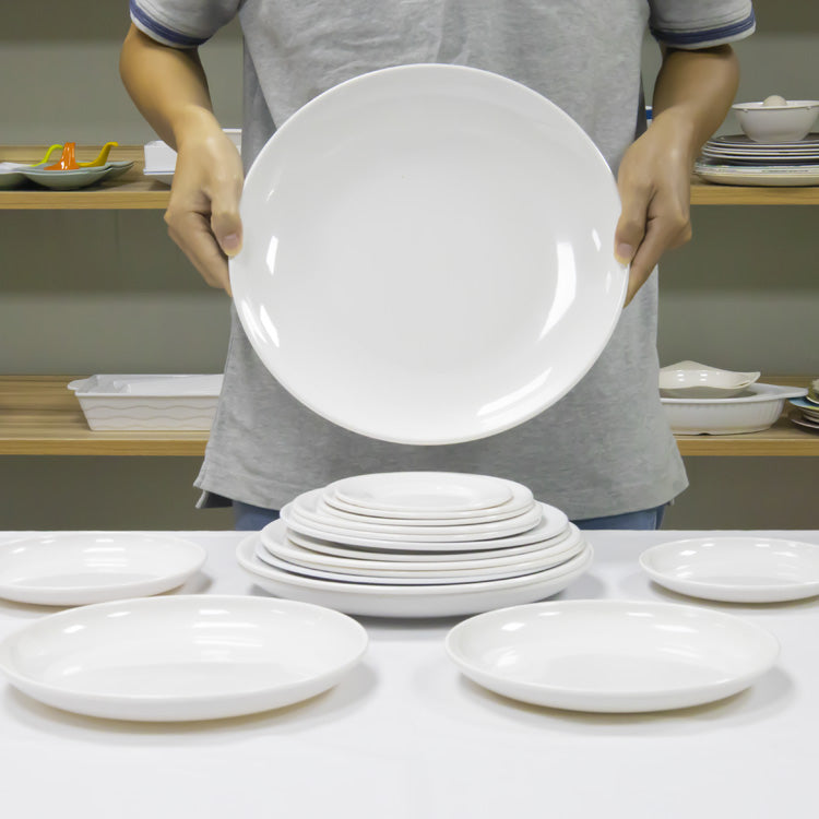 Wholesale Cheapest Home Restaurant 7/8/9/10/11/12/14 Inch White Melamine Kitchen Dishes Dinner Plates