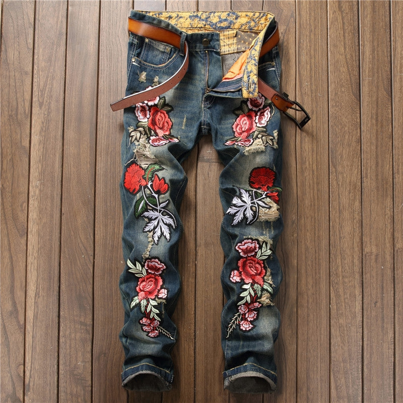 Best Quality Fashion Denim Garment Vintage Painted Jeans Custom Slim Denim Jeans Mens