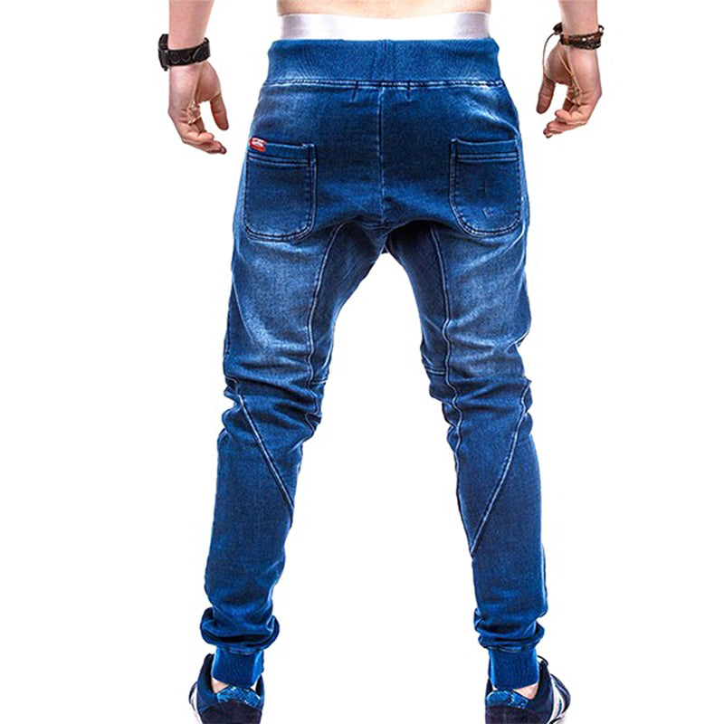 Elastic waistband slim jogger denim jeans style for mens