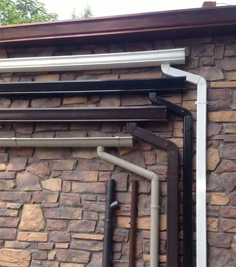 Aluminium Rain Gutter And Downspouts Rain Water Collectors Metal Steel Roof Drainage System Multi Colors Available