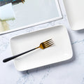 Wholesale custom white catering plates rectangular ceramic dinner plate restaurant plates with logo