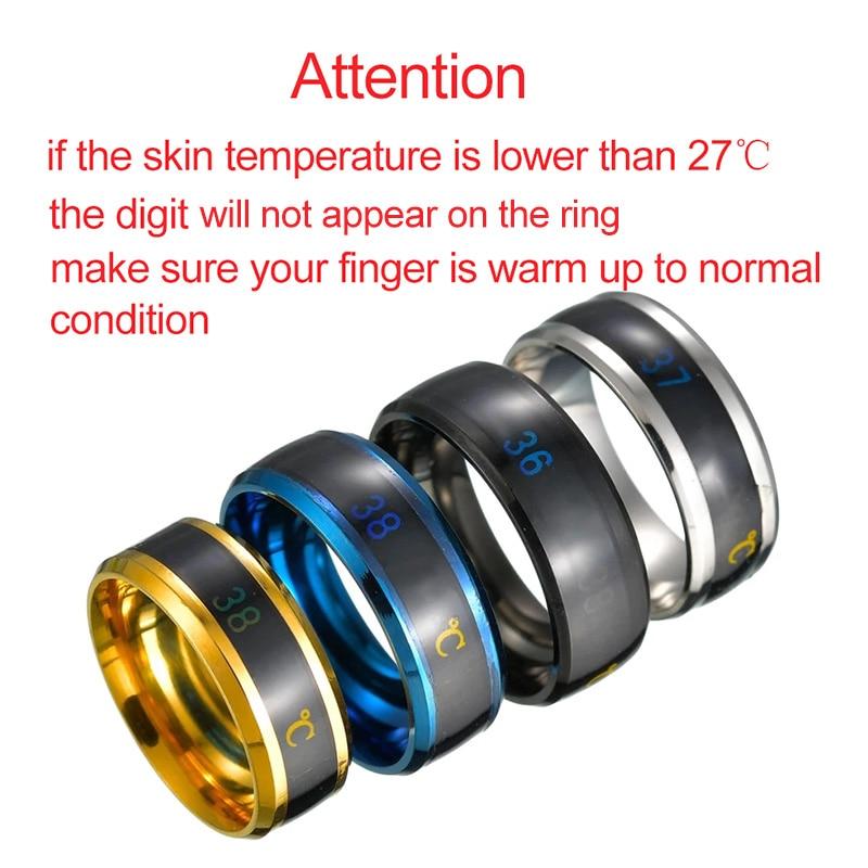 smart sensor body temperature ring stainless steel fashion display real time temperature test finger rings