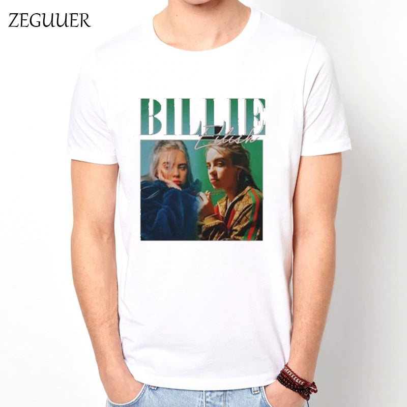 wholesale billie eilish 90s vintage harajuku print fashion round neck mens t shirt casual clothes summer fun t shirt