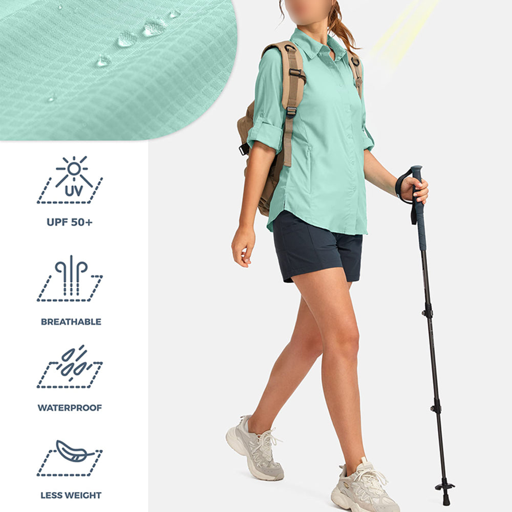 Custom Women Blank Spf 50 Uv Protection Royal Blue Fishing Shirts Australia Button Down Up Long Sleeve Polyester Fishing Shirts