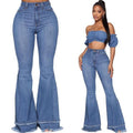european and american fashion wild wide leg stitching solid color stretch flared women pants
