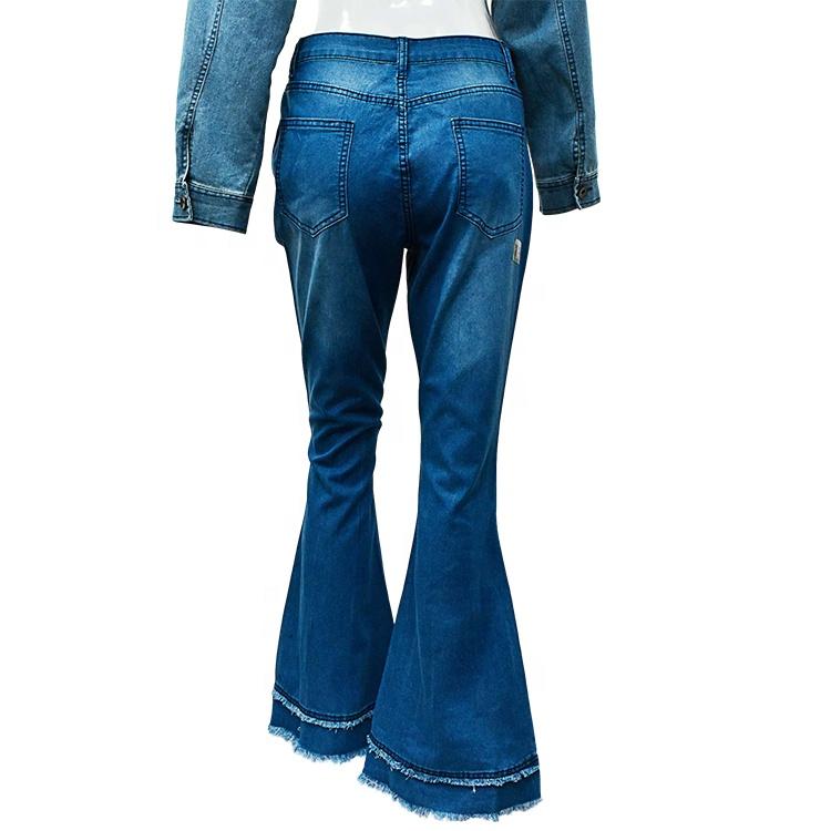 european and american fashion wild wide leg stitching solid color stretch flared women pants