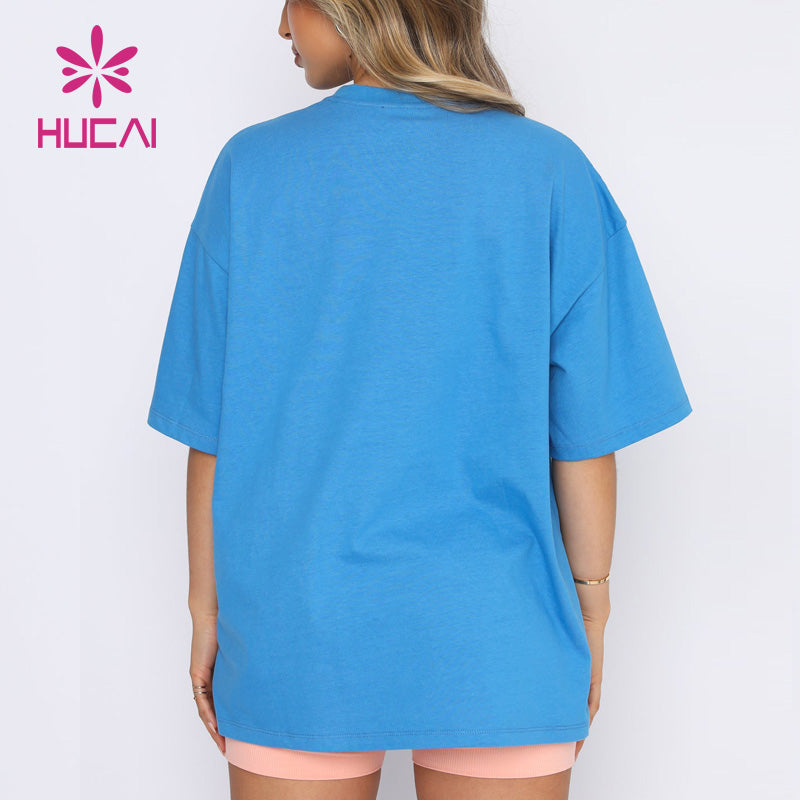 Custom Logo Women Short Sleeve Drop Shoulder Printing Heavy weight Cotton Oversized Gym T shirt Oversize Women