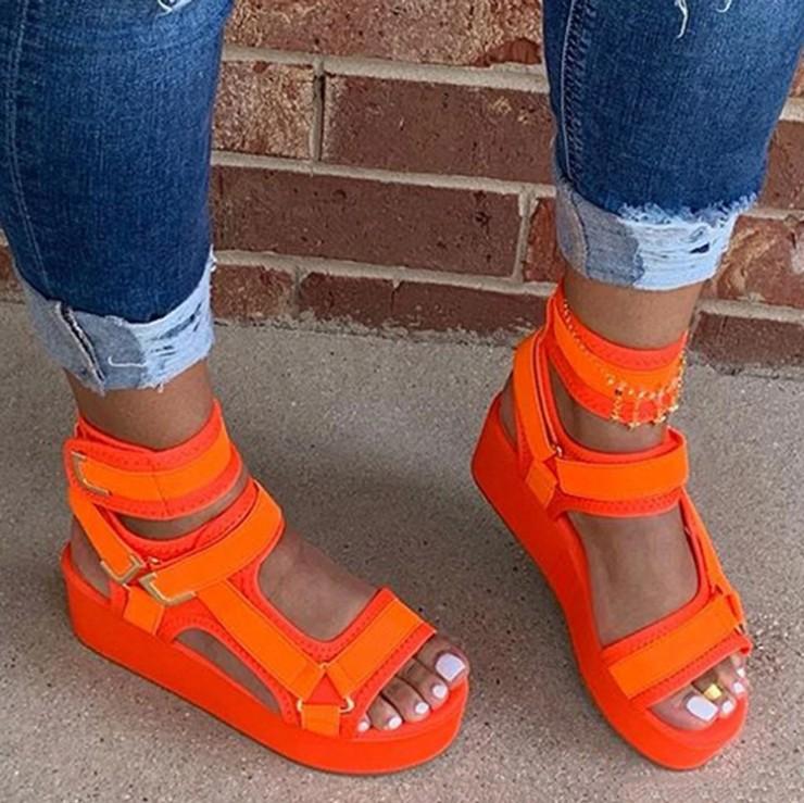 ins hot sale thick sole wedge design high heel sandals wholesale ladies shoes women heels