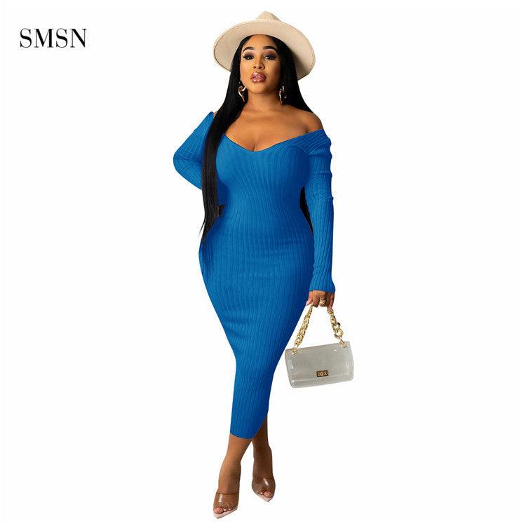women elegant vintage long sleeve design women clothes v neck casual sweater dress bodycon elegant casual dresses