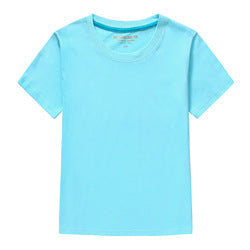 Wholesale Short Sleeve Solid Color Blank Shirts Child Kid Boys Girls Top Logo Custom Kids Cotton T Shirt