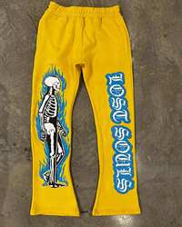 Streetwear Mens Trousers Jogger Sweatpants Custom Skeleton 3D Puff Print Stacked Flared Sweatpants Men